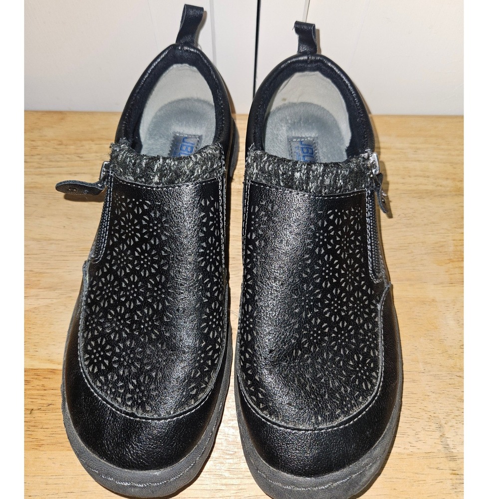 JBU by Jambu Amber Black Vegan‎ Leather Laser Cut Floral Slip On Shoes Size 6.5M